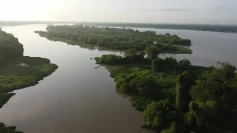 Aerial view morning sunshine Stock Footage 195754053