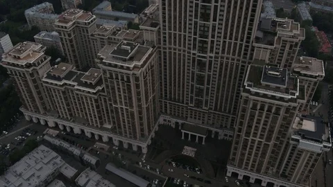 Aerial view of Moscow Skyscraper complex Alye Parusa. Moscow, Russia. Stock Footage 101874319