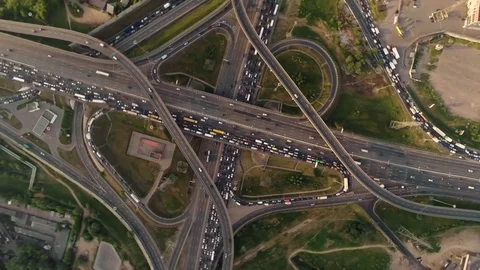 Aerial View on a Moscow Traffic Intersection HD Stock Footage 79653783