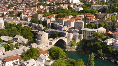 Aerial view of Mostar Stock Footage 254350383