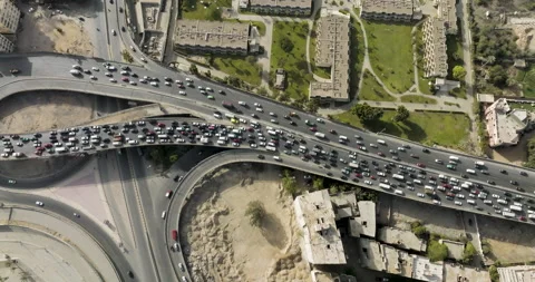 Aerial view Motorway Cairo Ring Road Recorded by Mavic 3 Cine  apple prores 422 스톡 동영상 197349660