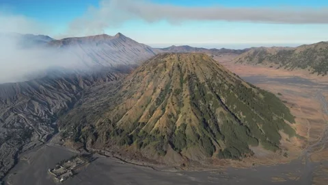 Aerial view of Mount Batok volcano in Java island, Indonesia Stock Footage 253542361