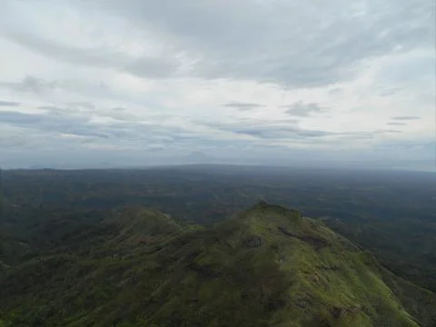 Aerial view of Mount Batulao with cloudy background Stock Photos
