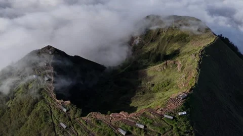 Aerial view of Mount Batur View Point in Kintamani, Indonesia. Stock Footage 345396649
