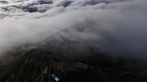 Aerial view of Mount Batur View Point in Kintamani, Indonesia. Stock Footage 345396965