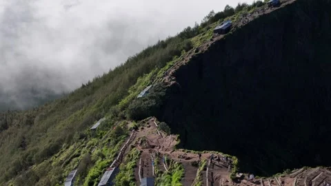 Aerial view of Mount Batur View Point in Kintamani, Indonesia. Stock Footage 345397625