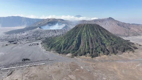 Aerial View of Mount Bromo’s Active Crater in Bromo Tengger Semeru National Park Stock-Footage 289422330