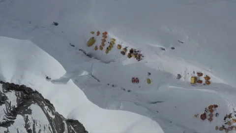 Aerial view of Mount Everest base camp Stock Footage 331262290