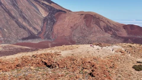 Aerial View from Mount Guajara with Mount Teide in Teide National Park, Tenerife Stock Footage 345608680