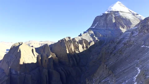 Aerial View of Mount Kailash and Tibetan Wild Ass in Ngari Stock-Footage 340454379