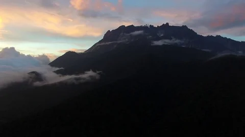 Aerial view of mount kinabalu during sunset Stock Footage 77583647