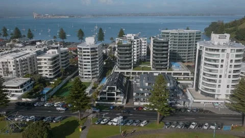 Aerial view of Mount Maunganui beach, Tauranga, New Zealand 動画素材 238720837