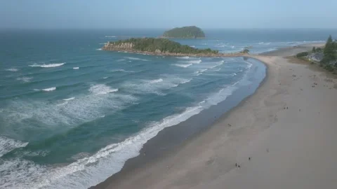 Aerial view of Mount Maunganui beachfront, Tauranga, New Zealand Stock Footage 238721552
