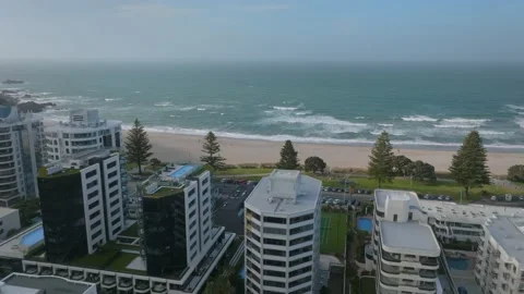 Aerial view of Mount Maunganui beachfront, Tauranga, New Zealand Stock Footage 238721607