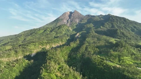 Aerial View of Mount Merapi in the Morning Stock Footage 235881905