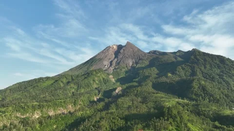 Aerial View of Mount Merapi in the Morning Stock Footage 235881972