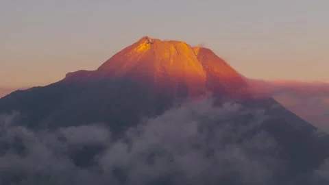 Aerial view of Mount Merapi at sunrise, Indonesia. Stock Footage 344996734