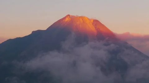 Aerial view of Mount Merapi at sunset, Indonesia. Stock Footage 344996719