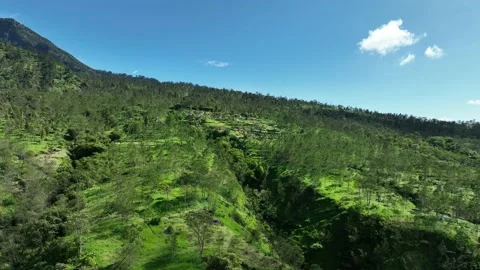 Aerial view of Mount Merapi valley in Yogyakarta, Indonesian Volcano Video stock 231284534