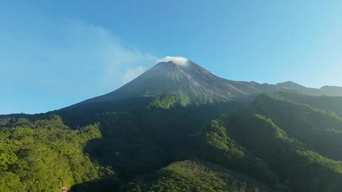 Aerial view of Mount Merapi volcano, Indonesia. Stock Footage 334913503