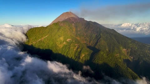 Aerial view of Mount Merapi volcano in Indonesia. Stock Footage 345047860