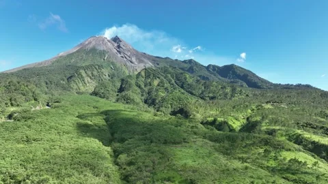 Aerial view of Mount Merapi in Yogyakarta, Indonesian Volcano Stock-Footage 231280712