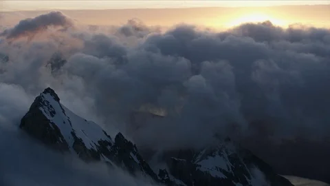 Aerial view Mount Moran summit Grand Tetons USA Stock Footage 91552406