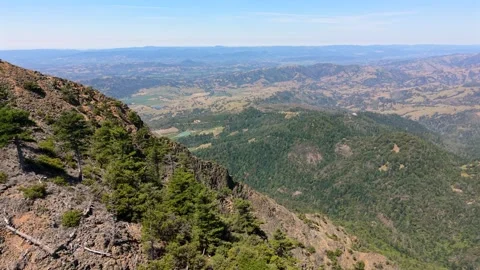 Aerial view of Mount Saint Helena summit in Sonoma County, California Stock Footage 345677195