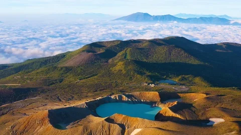 Aerial view of Mount Shirane active stratovolcano in Kusatsu 스톡 동영상 111952028