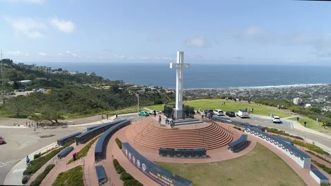 Aerial view of the Mount Soledad Cross Stock Footage 87151553