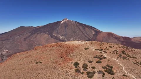 Aerial View of Mount Teide from Mount Guajara in Teide National Park, Tenerife Stock Footage 345724341