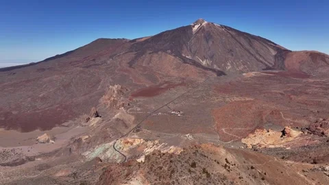 Aerial View of Mount Teide, Roques de García and Guajara Volcanic Rocks Stock Footage 345714557