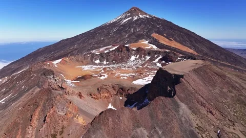 Aerial View of Mount Teide Volcano Above Pico Viejo in Tenerife, Spain 스톡 동영상 344681612