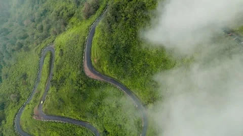 Aerial view of Mount Telomoyo winding road, Indonesia. Stock Footage 342479157