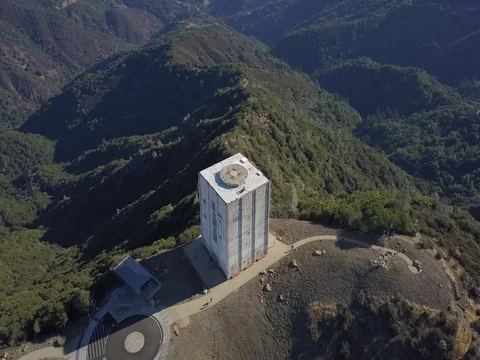 Aerial view of Mount Umumhum Air Force Radar Tower , San Jose, California, USA Stock Footage 80809322
