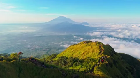 Aerial view of Mount Ungaran in Central Java, Indonesia. Stock Footage 340779211