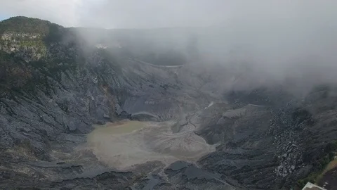 Aerial View Of Mountain and Clouds Tangkuban Perahu In West Java, Indonesia Stock Footage 89943304