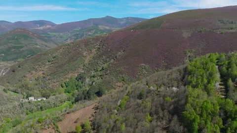 Aerial View Of Mountain And Forest In Daytime In Galicia, Spain. Stock Footage 274495448