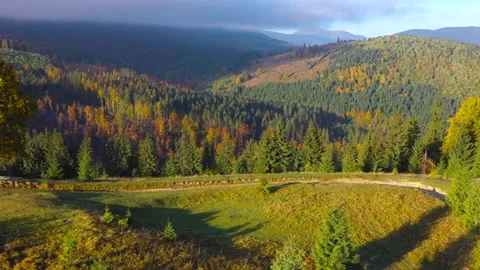 Aerial View Of Mountain And Forest Stock Footage 304064285