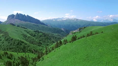 Aerial View Mountain Big Thach Under Blue Sky With Clouds Stock Footage