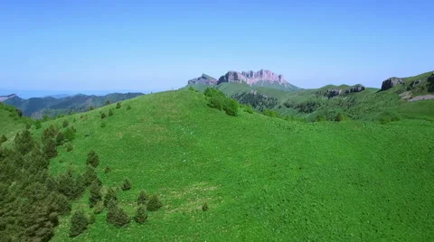 Aerial View Mountain Big Thach Under Blue Sky With Clouds Video stock 67982080