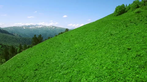 Aerial View Mountain Big Thach Under Blue Sky With Clouds Stock Footage