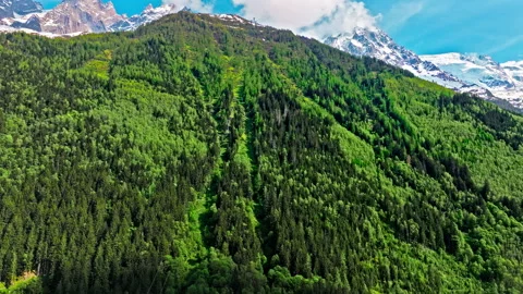 Aerial view of Mountain cable car in France. Gondola lift station. Stock Footage 274306983