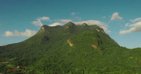 Aerial view, mountain with cloudy on the top of hill Stock Footage 254148381