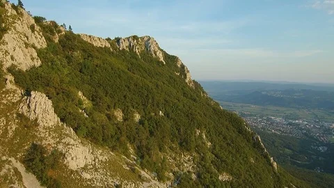 Aerial view of mountain Gora above Vipava valley Stock Footage 100747619