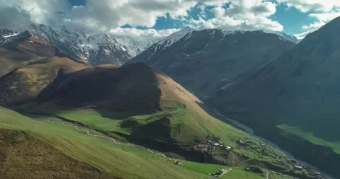 Aerial view of the mountain gorge Stock Footage 154665232