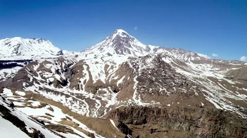 Aerial view of the mountain Kazbegi Stock Footage 224483742