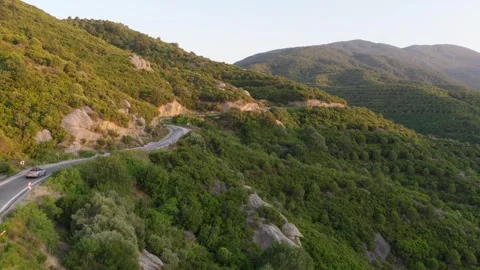 Aerial view of mountain landscape and valley Stock Footage 336466076