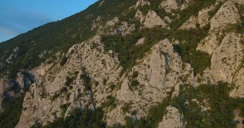 Aerial view of mountain Nanos above Vipava valley Stock Footage 100514657