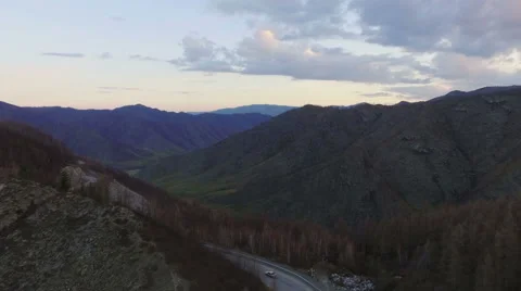 AERIAL VIEW of mountain pass Stock Footage 67561232